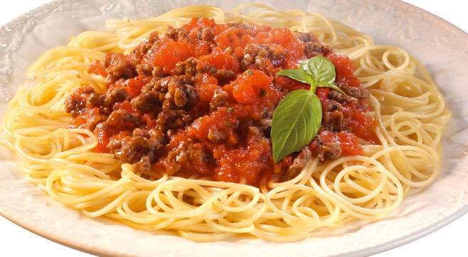 спагетти, фарш